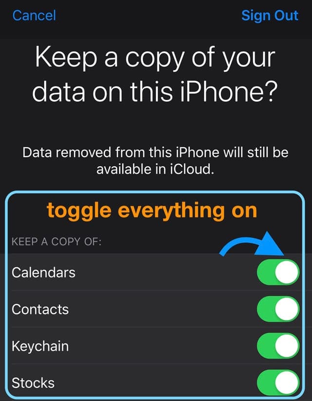 keep a copy of iCloud data on iPhone