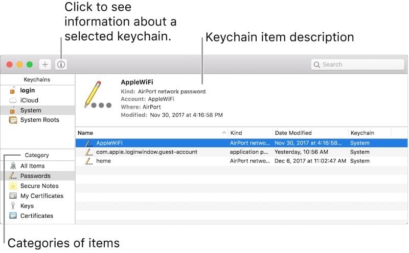 how to access keychain passwords from iphone