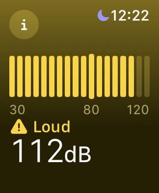 Loud decibel levels in the Noise app for Apple Watch
