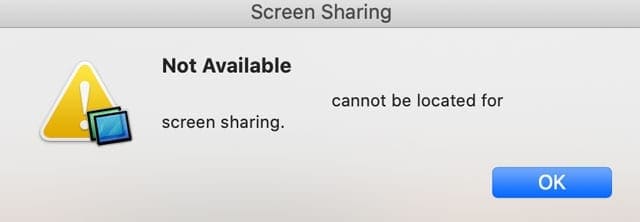 screen share cannot be located and not available on Mac with macOS