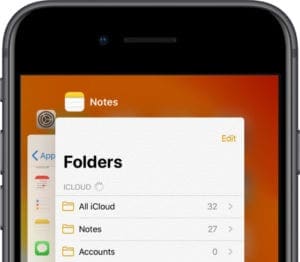 Notes app from App Switcher view in iOS 13 on iPhone 8