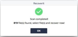 RecoverIt Scan Complete