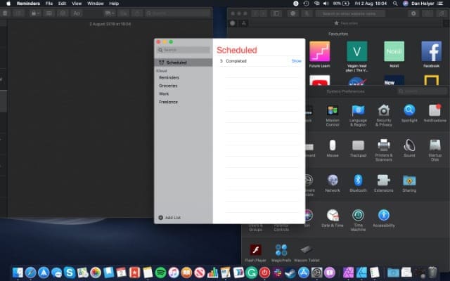 Reminders app excluded from macOS dark mode