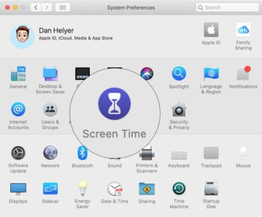 Screen Time option in macOS System Preferences