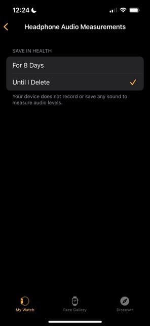 Audio Adjustment Settings in the Watch App for iOS