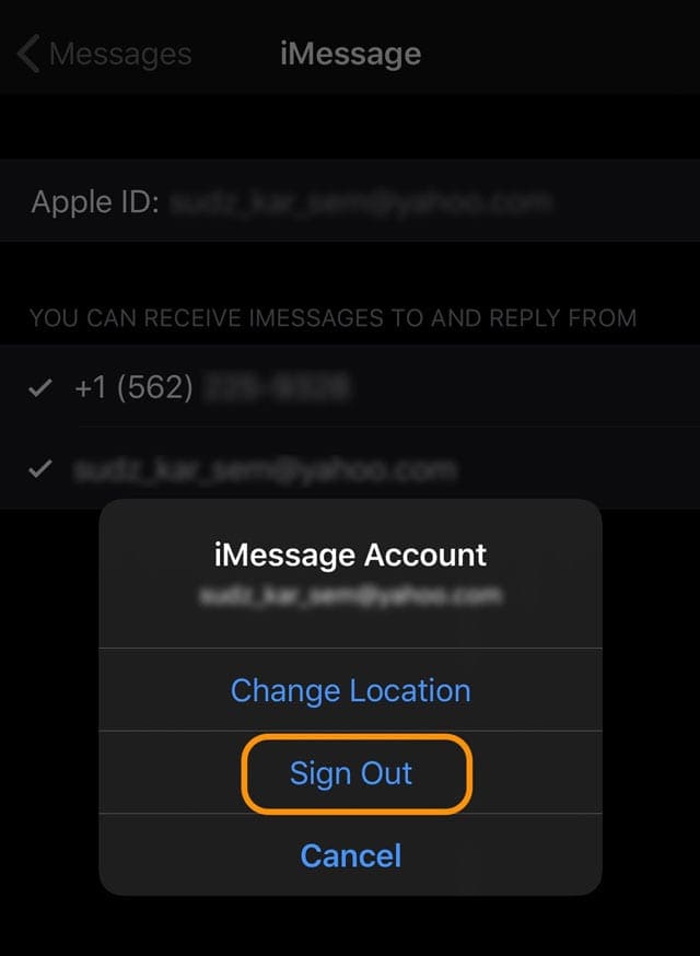 sign out of your Apple ID on iMessage with iOS 13