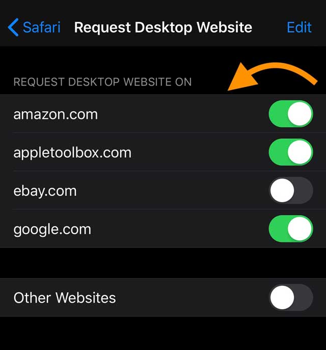 turn off specific sites from showing in desktop mode in Safari iOS 13