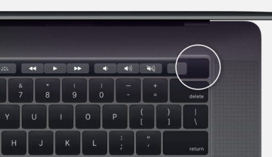 Кнопка питания Touch ID на Touch Bar MacBook