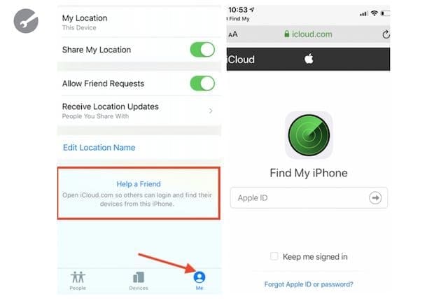 Track lost Apple device using Help your friend 