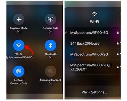 Доступ к Wi-Fi в Центре управления iOS 13