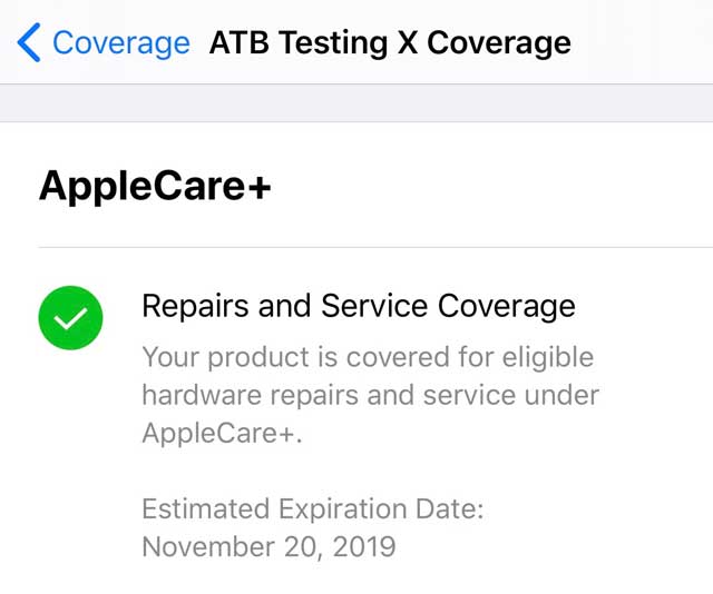 Apple support app warranty expire date
