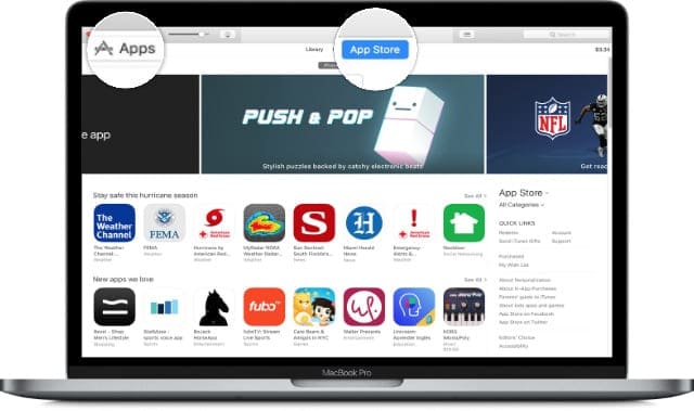 App Store in iTunes on a Mac