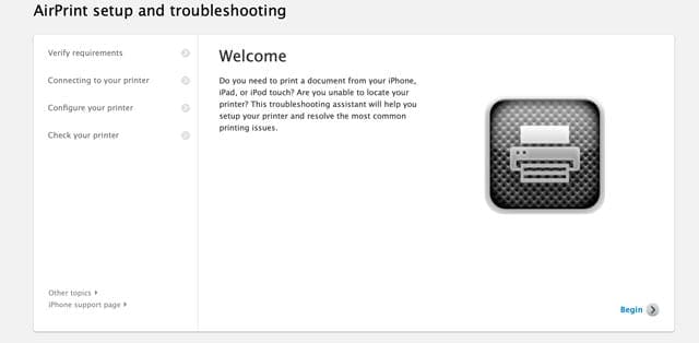 AirPrint troubleshooting tool