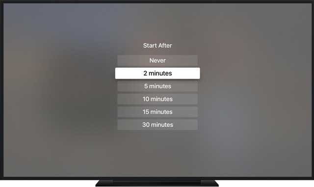screensaver start after times on Apple TV