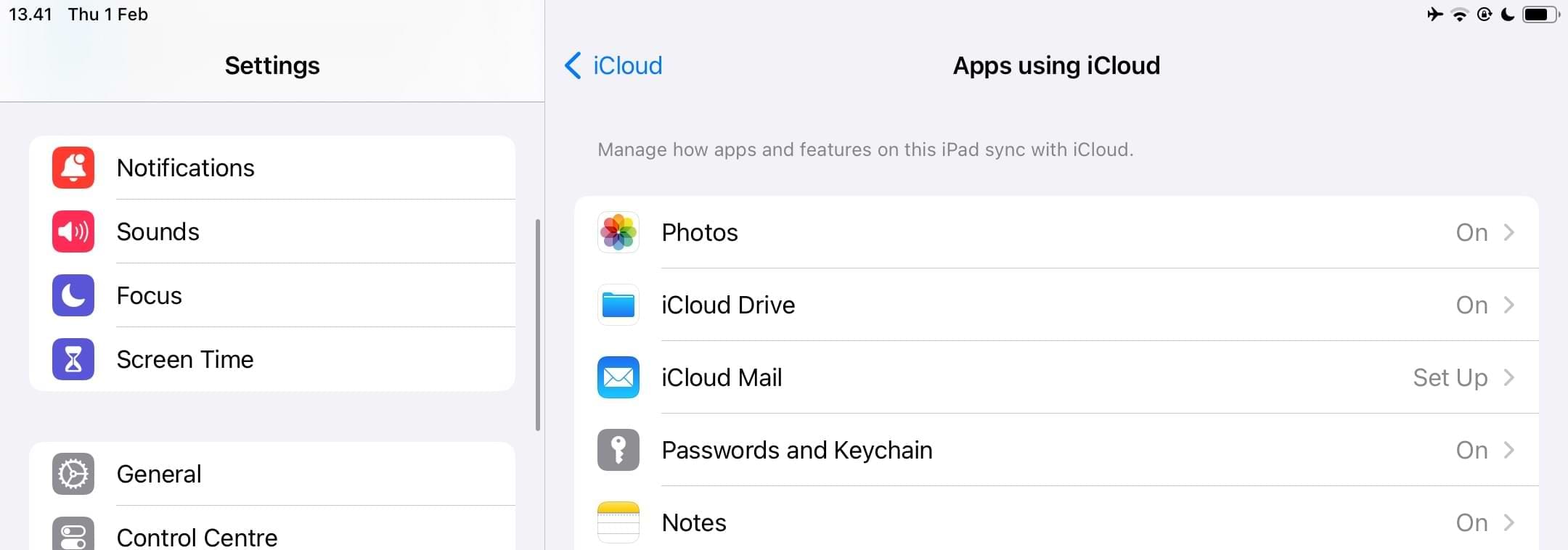 Select Notes in the Apps Using iCloud Section