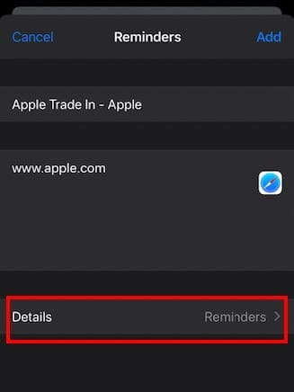Add details to Reminder item in iPadOS