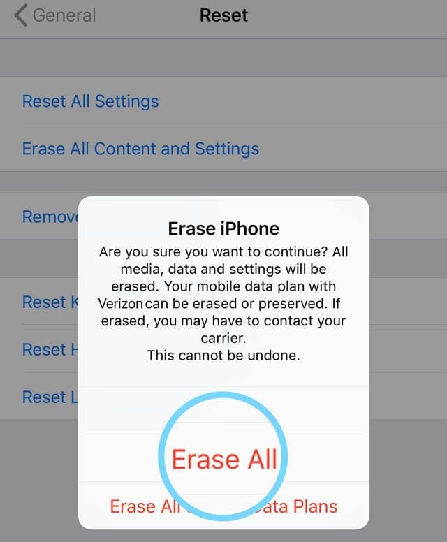 erase eSIM and data from iPhone using Settings app