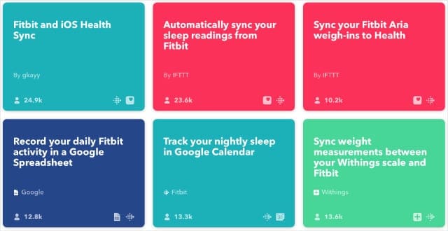IFTTT's selection of Fitbit Applets