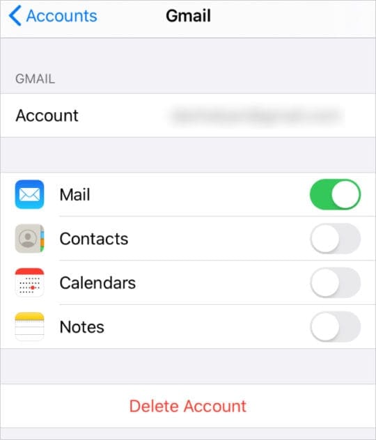 IMAP email account in iPhone Settings2