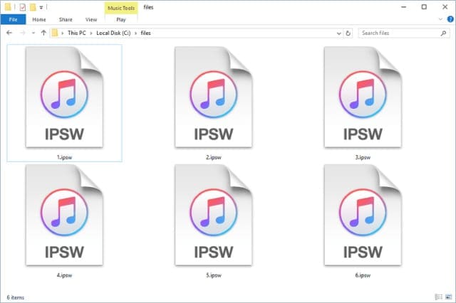 IPSW files in Windows Explorer