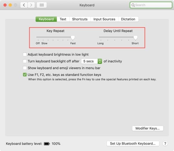 Mac Keyboard change Repeat settings