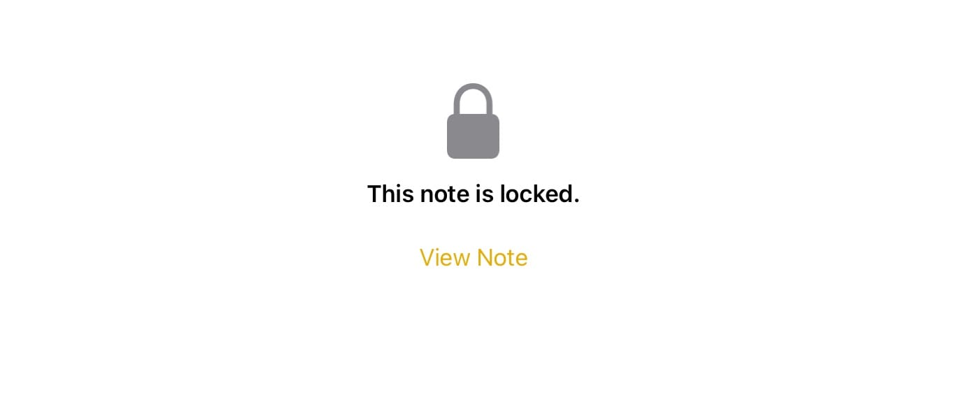 A locked note on the Notes app