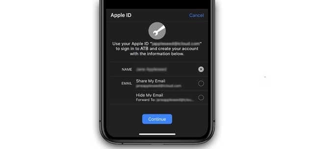 share or not share email in Sign in with Apple iOS 13 and iPadOS