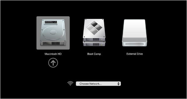 Startup disk selection with External Drive option