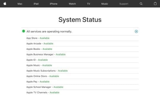 Apple Arcade System Status in case of problems