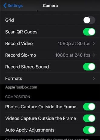 Use Capture outside the Frame on iPhone 11 Pro