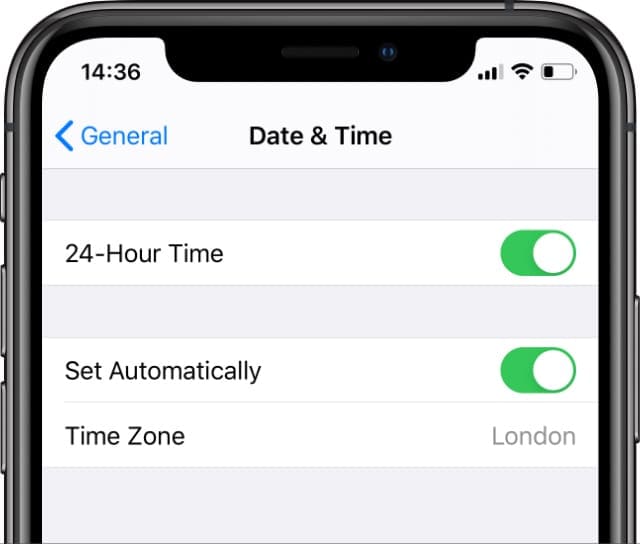 Date & Time Settings on iPhone