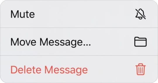 Delete Message option from Force Touch menu