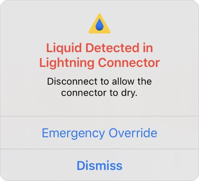 liquid in lightning connector but not wet