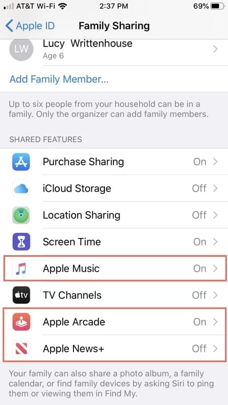 Family Sharing Shared Features iPhone