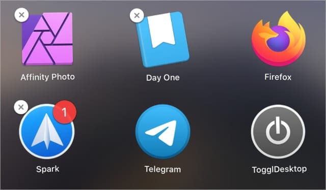 Launchpad apps with delete buttons