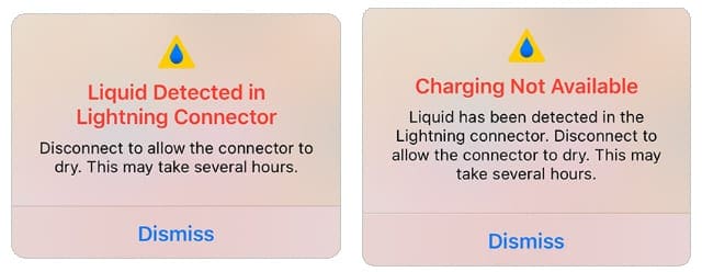 Liquid detected in the Lightning Connector alert