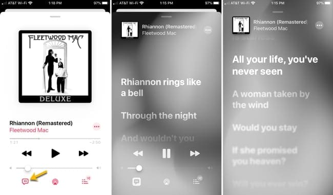 Time-synced lyrics on iPhone