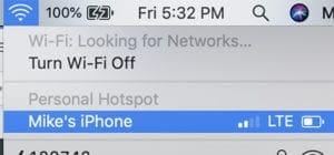 Personal Hotspot - Wi-Fi