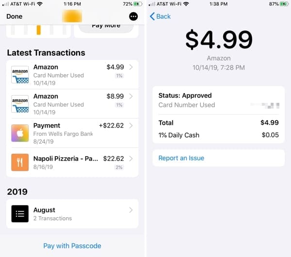 View Apple Card transactions