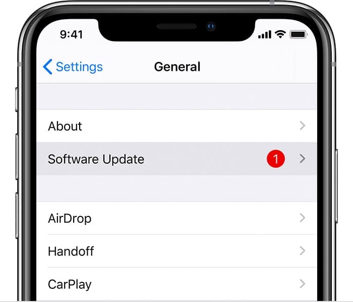  Aktualizace softwaru iPhone XS Max na iOS 13
