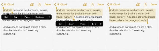Word, Sentence, and Paragraph selection in iOS 13