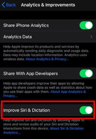 iOS 13.2 Feature to opt out of Siri and Dictation data sharing