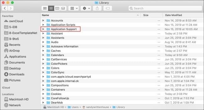 Application Support folder on Mac