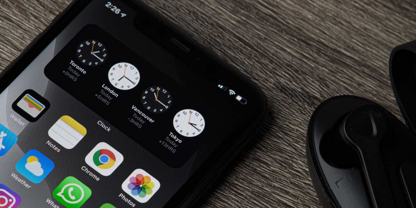 The Clock App Widget on an iPhone Screen