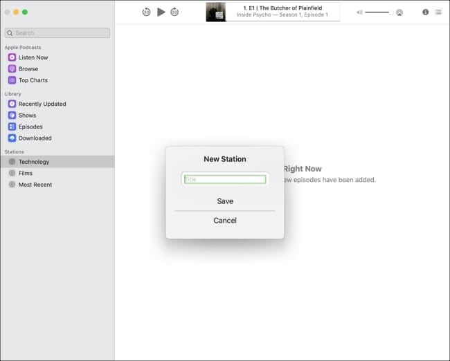 Create a Station in Podcasts Mac