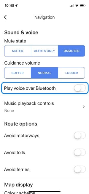 Google Maps Navigation Settings Bluetooth