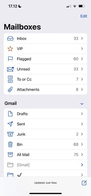 Edit your mailboxes in the Mail app