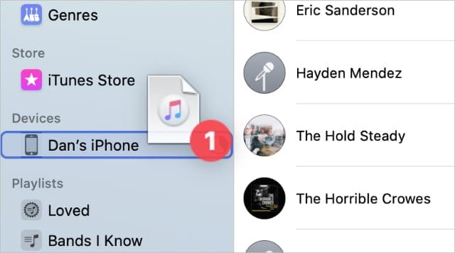 Manually adding music to iPhone in Music app