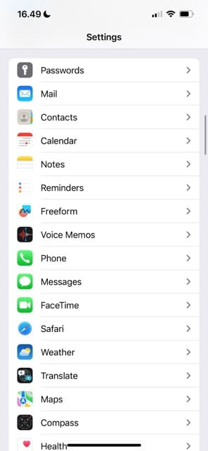 Select the Mail app in your iPhone Settings app