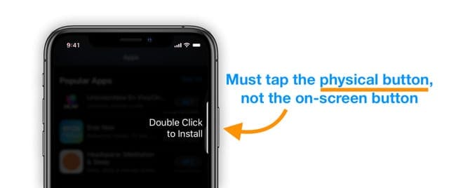 tap the side button when installing apps from the app store to confirm